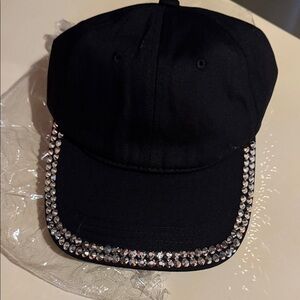 Elegant Black Rhinestone Cap
